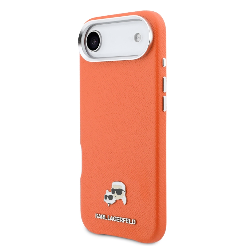 Karl Lagerfeld PU Karl és Choupette fejek Pins MagSafe hátlapi borító az iPhone Air narancssárgához