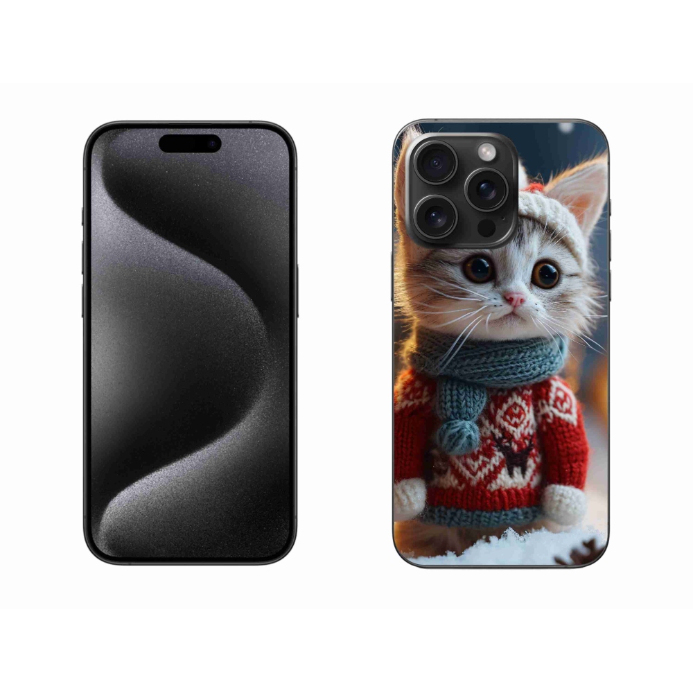 Gél borítás mmCase iPhone 15 Pro Max készülékhez - cica pulóverben