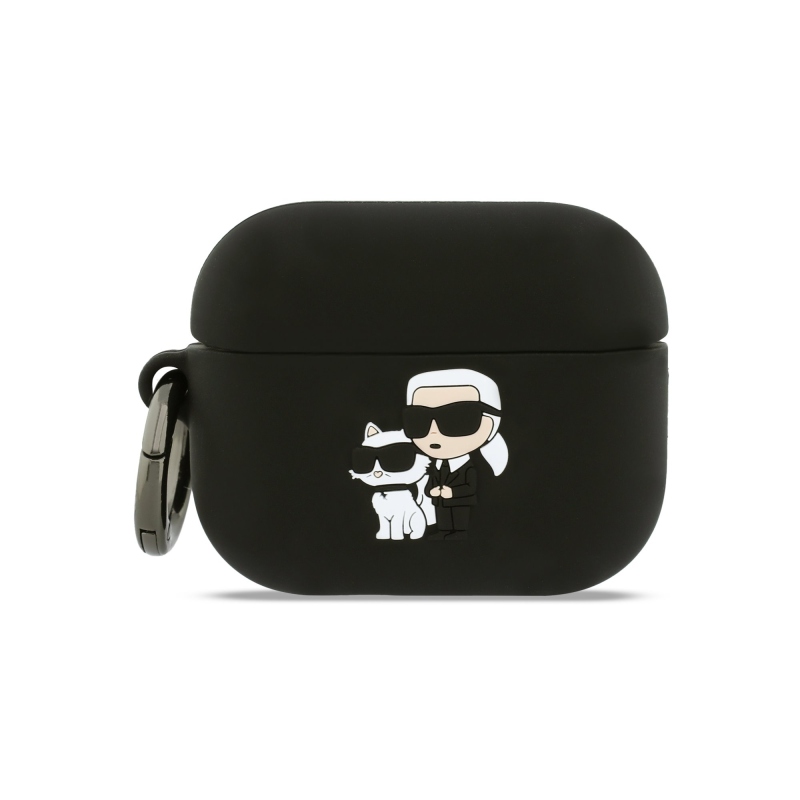 Karl Lagerfeld 3D logós NFT Karl and Choupette szilikontok AirPods Pro 3-hoz, fekete