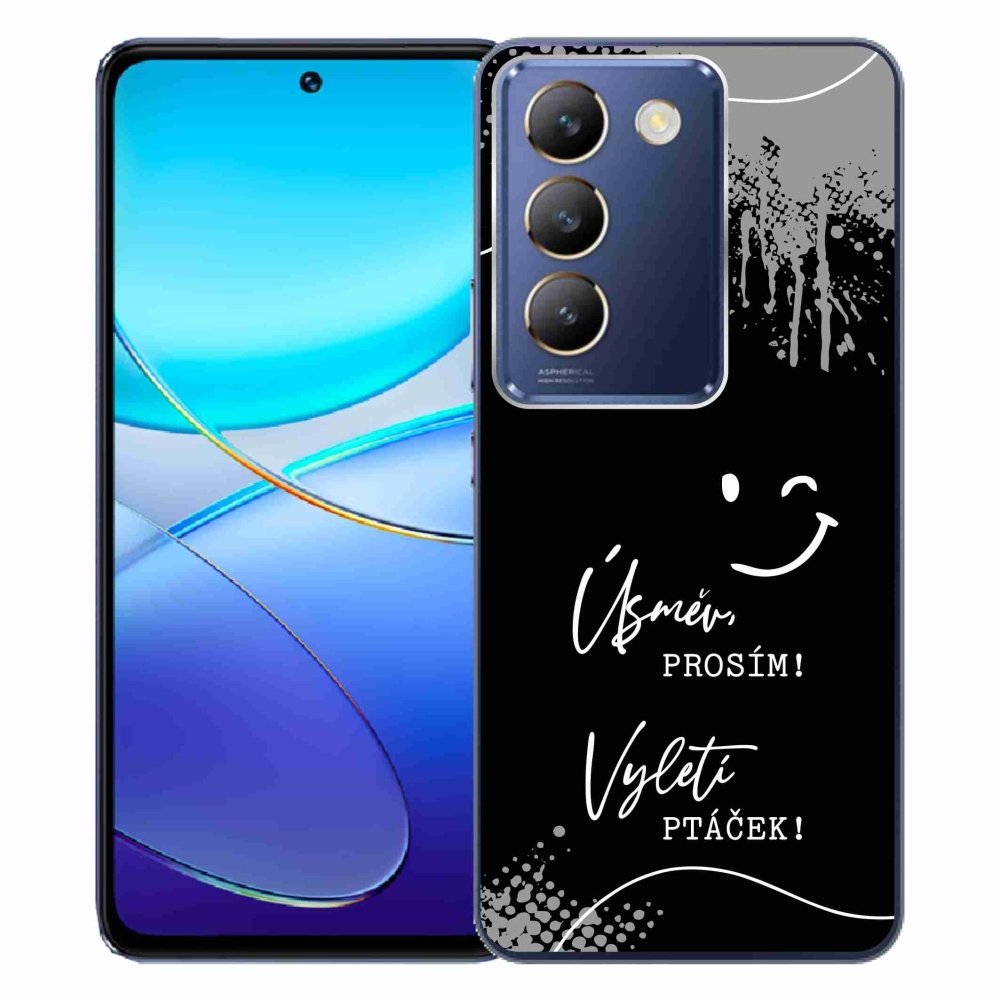 Gél borító mmCase a Vivo V40 SE 4G/5G készülékhez - vicces szöveg 4 fekete háttérrel