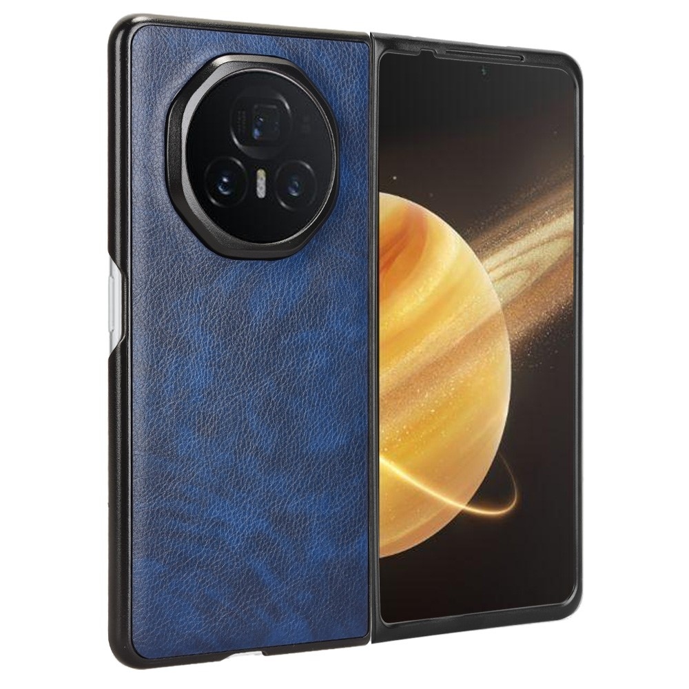Textúrás műanyag tok műbőrrel Honor Magic V3-hoz - kék