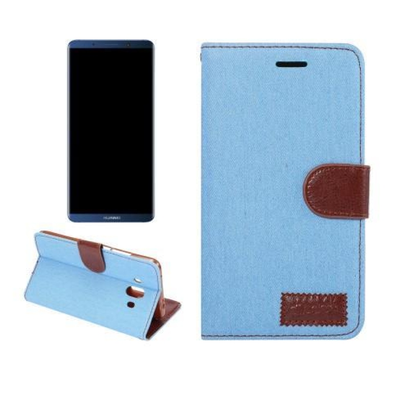 Farmernadrág PU bőr / textil tok Huawei Mate 10 - világoskék