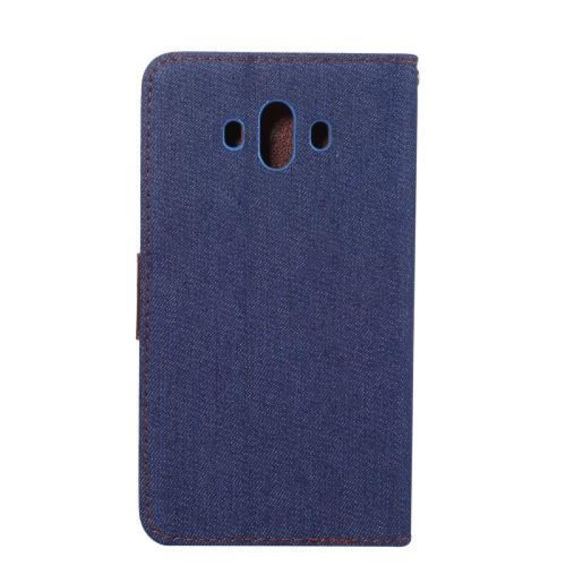 Jeans PU bőr / textil tok Huawei Mate 10 készülékhez - sötétkék