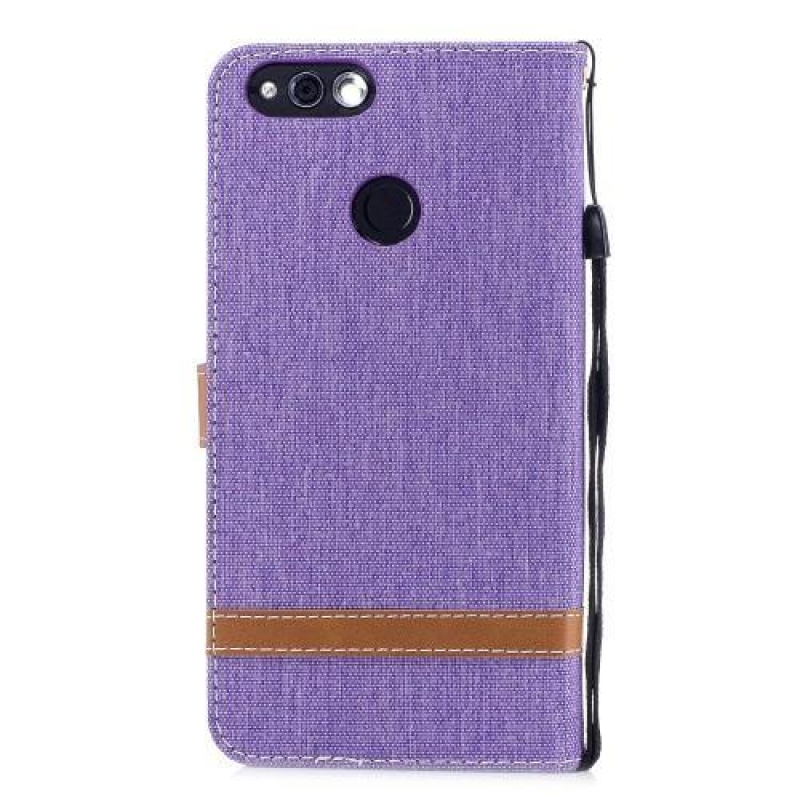 Jeans PU bőr / textil tok a Honor 7X-hez - szürke