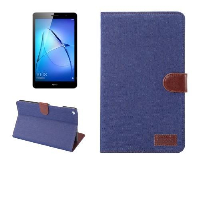 Jeans PU bőr / textil tok Huawei MediaPad M3 Lite 10 tablethez - sötétkék