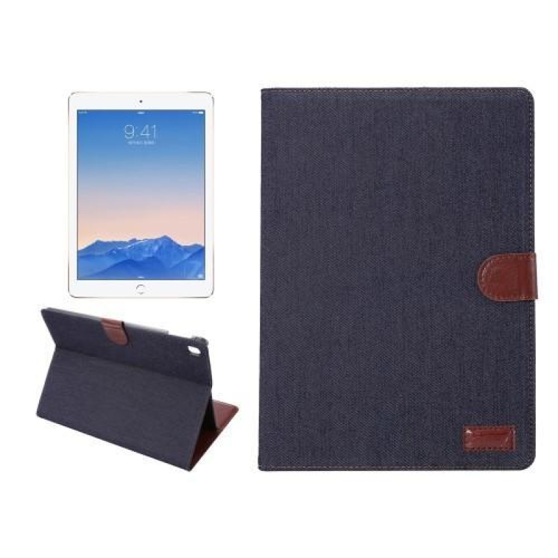 Jeans textil/PU bőr tok iPad Pro 9.7 készülékhez - fekete és kék színben