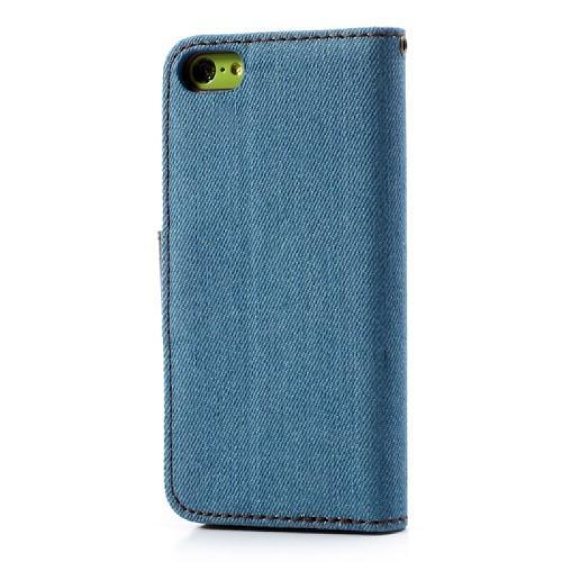 Jeans textil/PU bőr tok iPhone 5C készülékhez - világoskék
