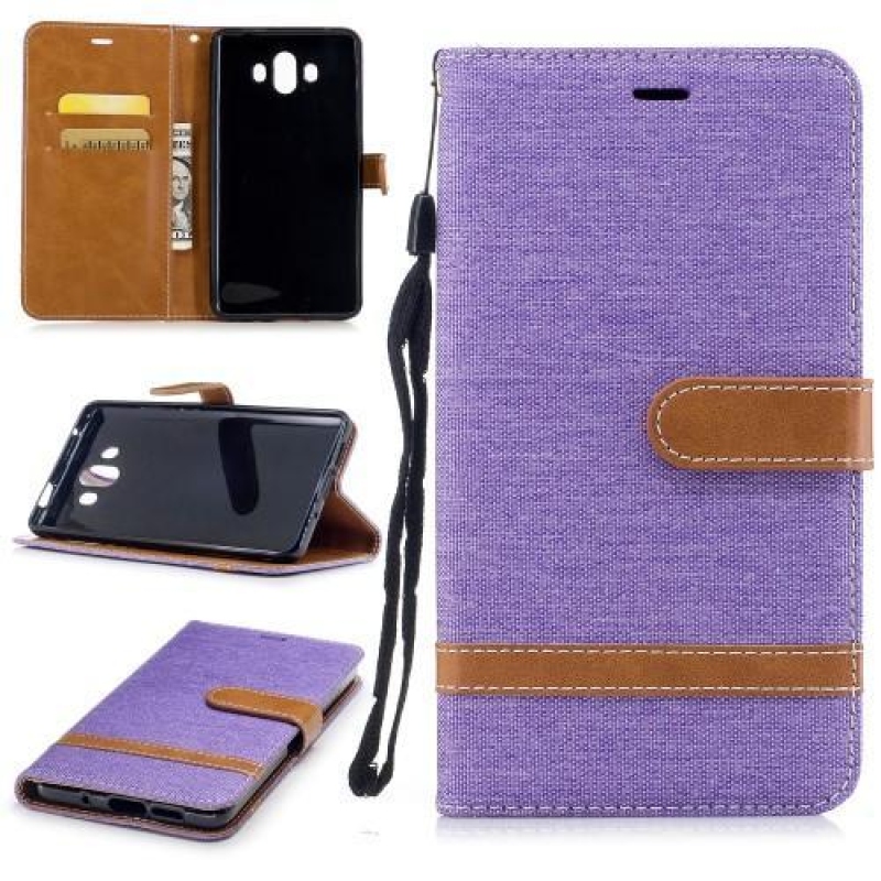 Jeany PU bőr/textil tok Huawei Mate 10 - lila színben