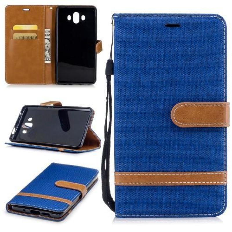 Jeany PU bőr/textil tok Huawei Mate 10 készülékhez - kék