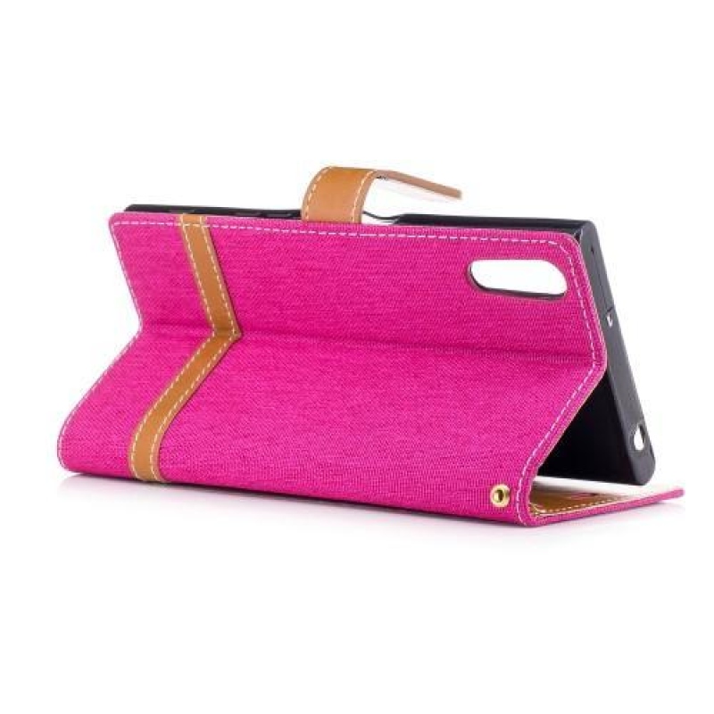 Jeany PU bőr/textil tok Sony Xperia XZ készülékhez - rózsaszínű