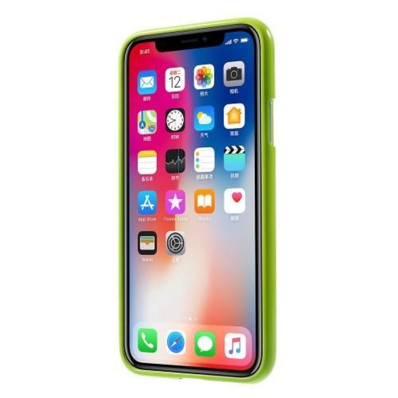 Zselés fényes zselés tok iPhone X készülékhez - zöld