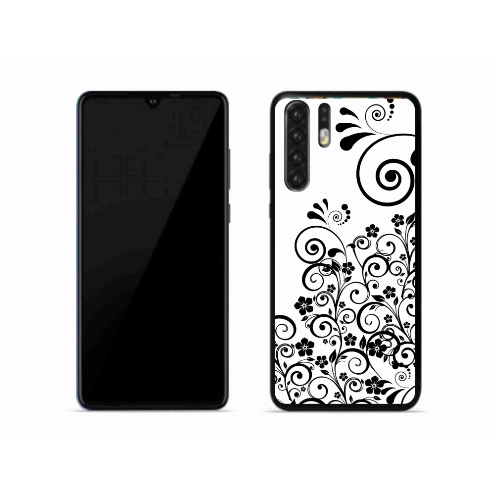 Zselés borítás mmCase a Huawei P30 Pro készülékhez - fekete és fehér virágminták