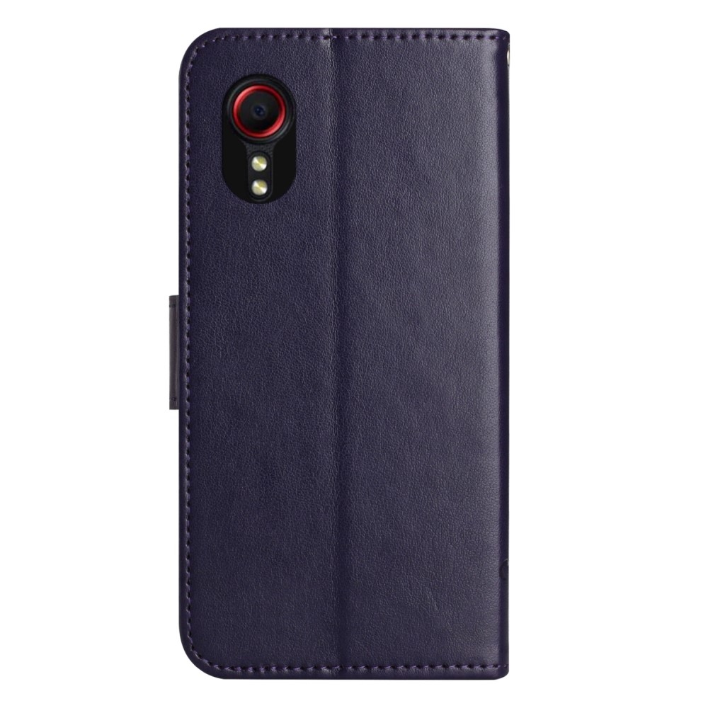 Virágos könyv tok Samsung Galaxy Xcover 7 készülékhez - sötét lila