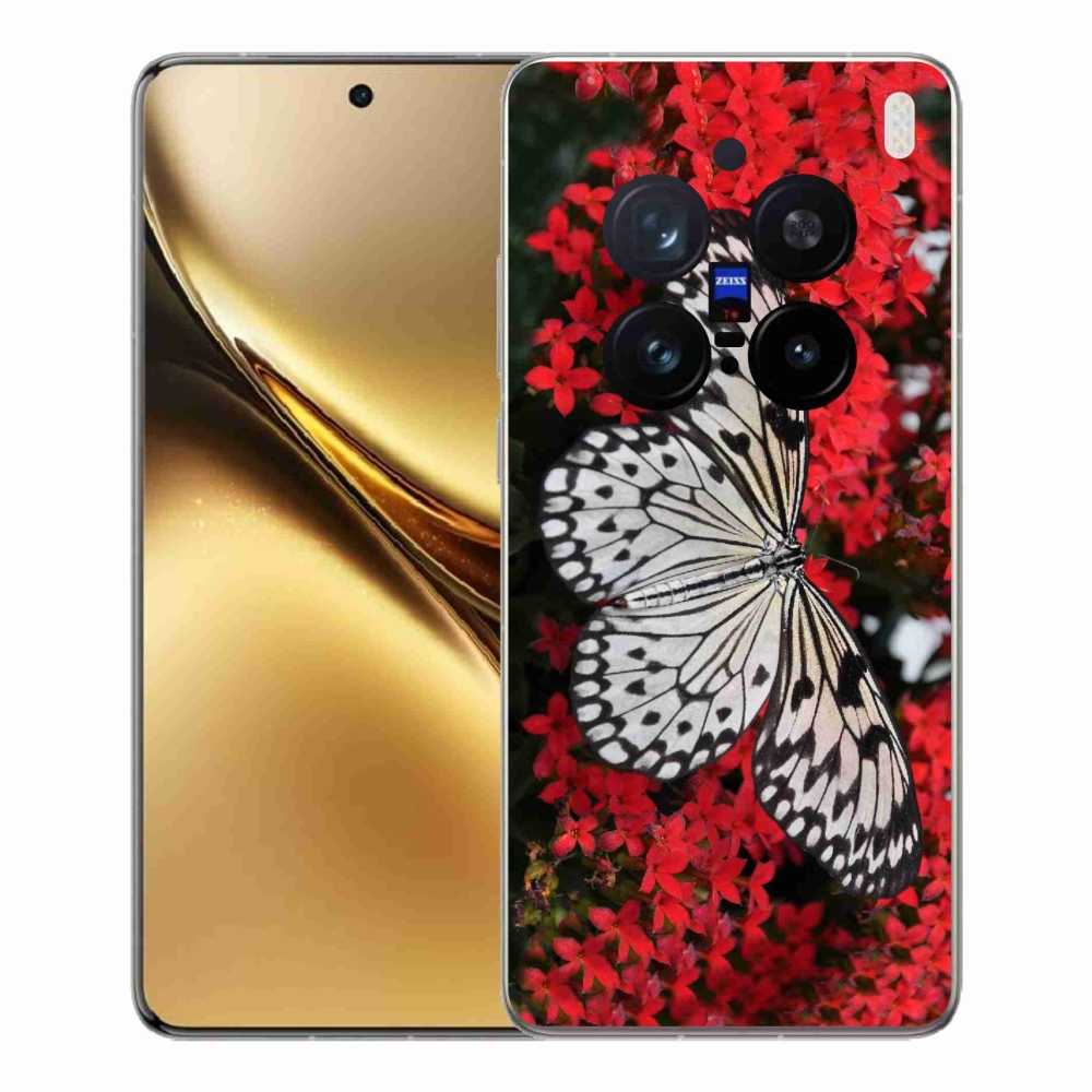 Zselés borítás mmCase a Vivo X200 Pro 5G készülékhez - fekete-fehér pillangó 1