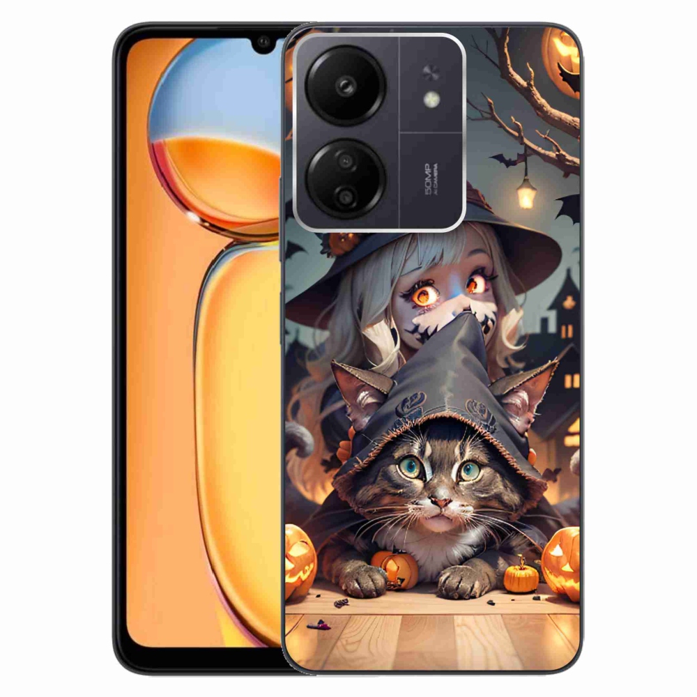 Gél borítás mmCase a Xiaomi Poco C65/Redmi 13C-hez - boszorkány macskával