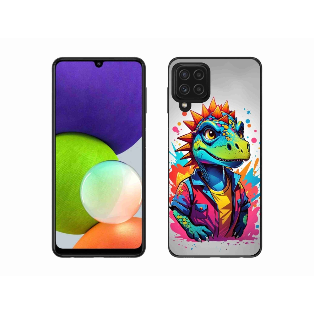 Zselés borítás mmCase Samsung Galaxy A22 4G - színes dinoszauruszhoz