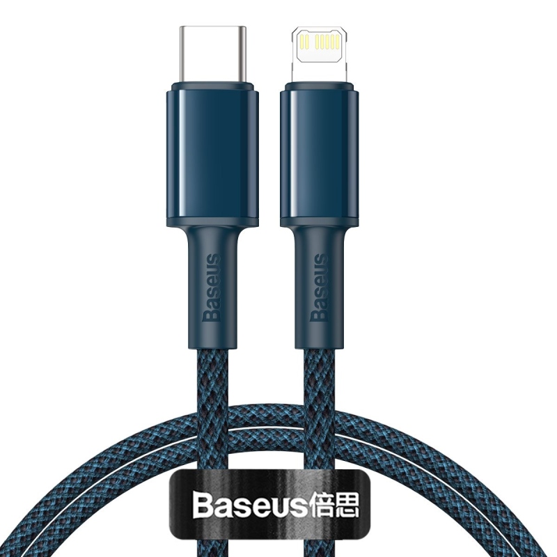 Baseus High Density Braided Series Gyors töltő kábel USB-C - világítás 20W 1m kék