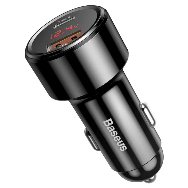 Baseus Magic sorozatú autós töltő USB-C/USB-A 45W Fekete
