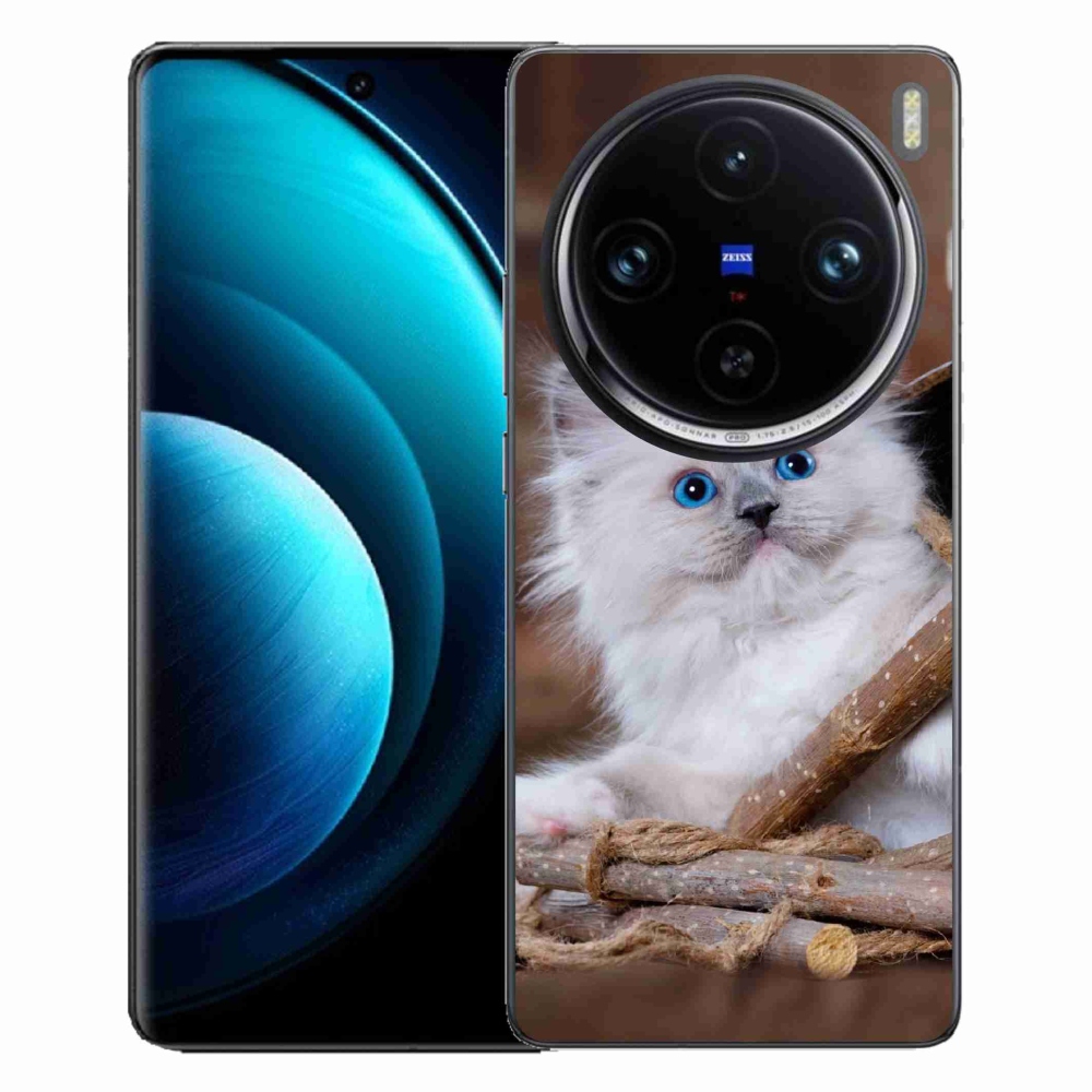 Zselés borítás mmCase a Vivo X100 Pro 5G készülékhez - fehér cica