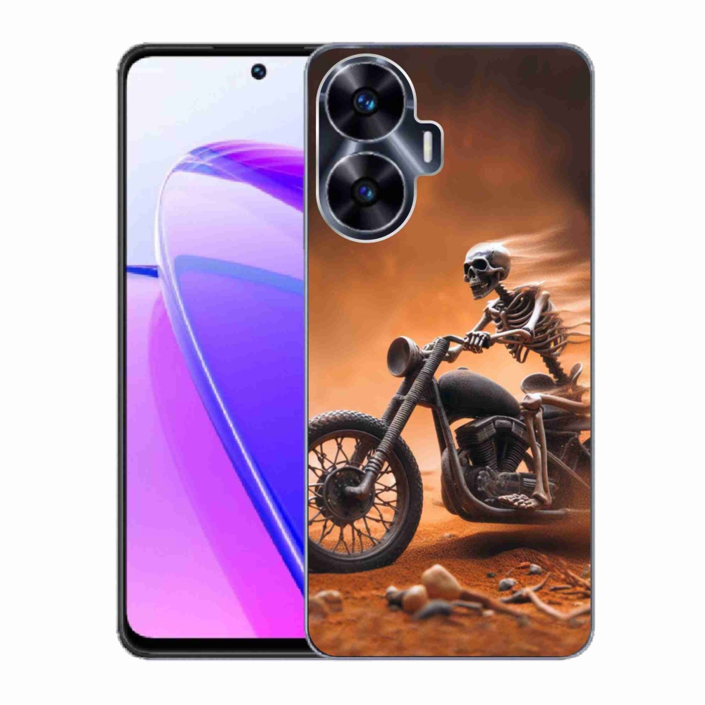 Gél borítás mmCase a Realme C55 készülékhez - csontváz motorkerékpáron