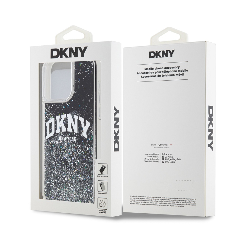 DKNY Liquid Glitter Arch Logo hátlapi borító iPhone 12/12 Pro Fekete