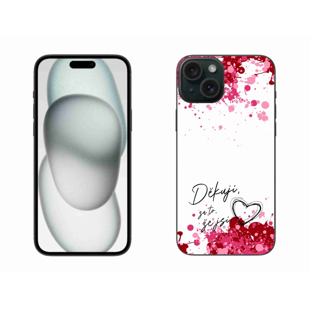 Gél borítás mmCase iPhone 15 Plus készülékhez - szerelmes szöveg 2 fehér háttér