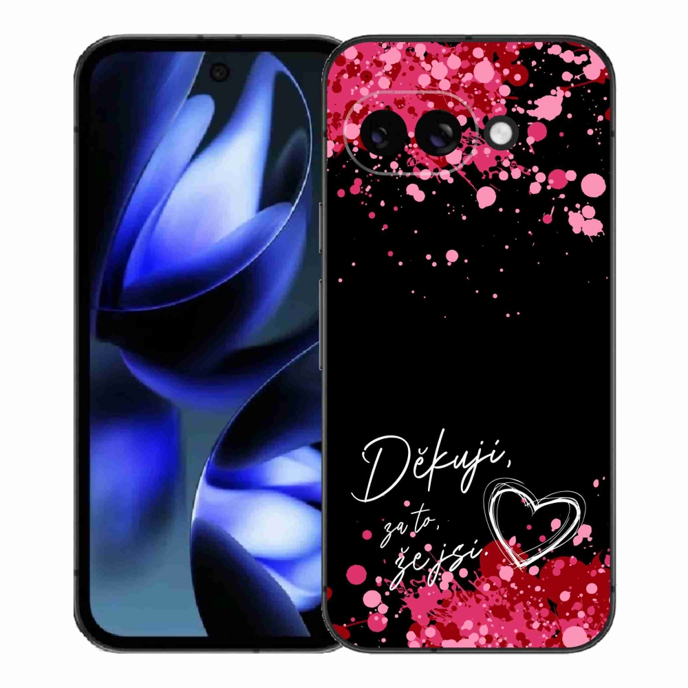 Gél borítás mmCase a Google Pixel 9a készülékhez - text in love 2 fekete háttérrel