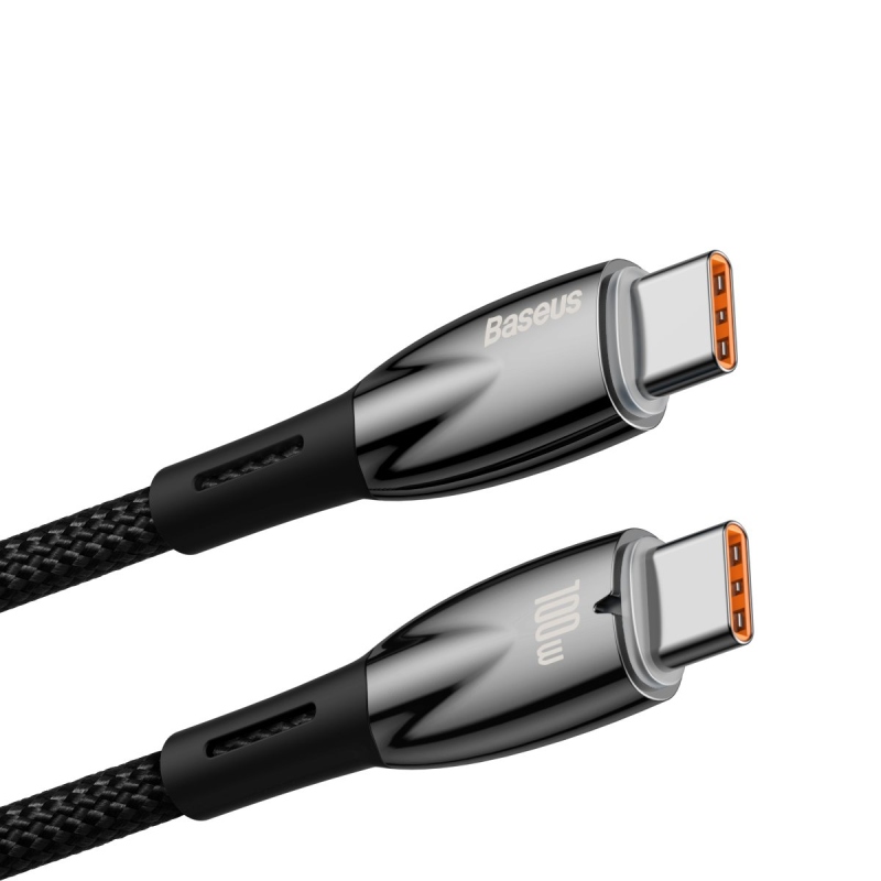 Baseus Glimmer sorozatú gyors töltő adatkábel USB-C - USB-C 100W 1m Fekete