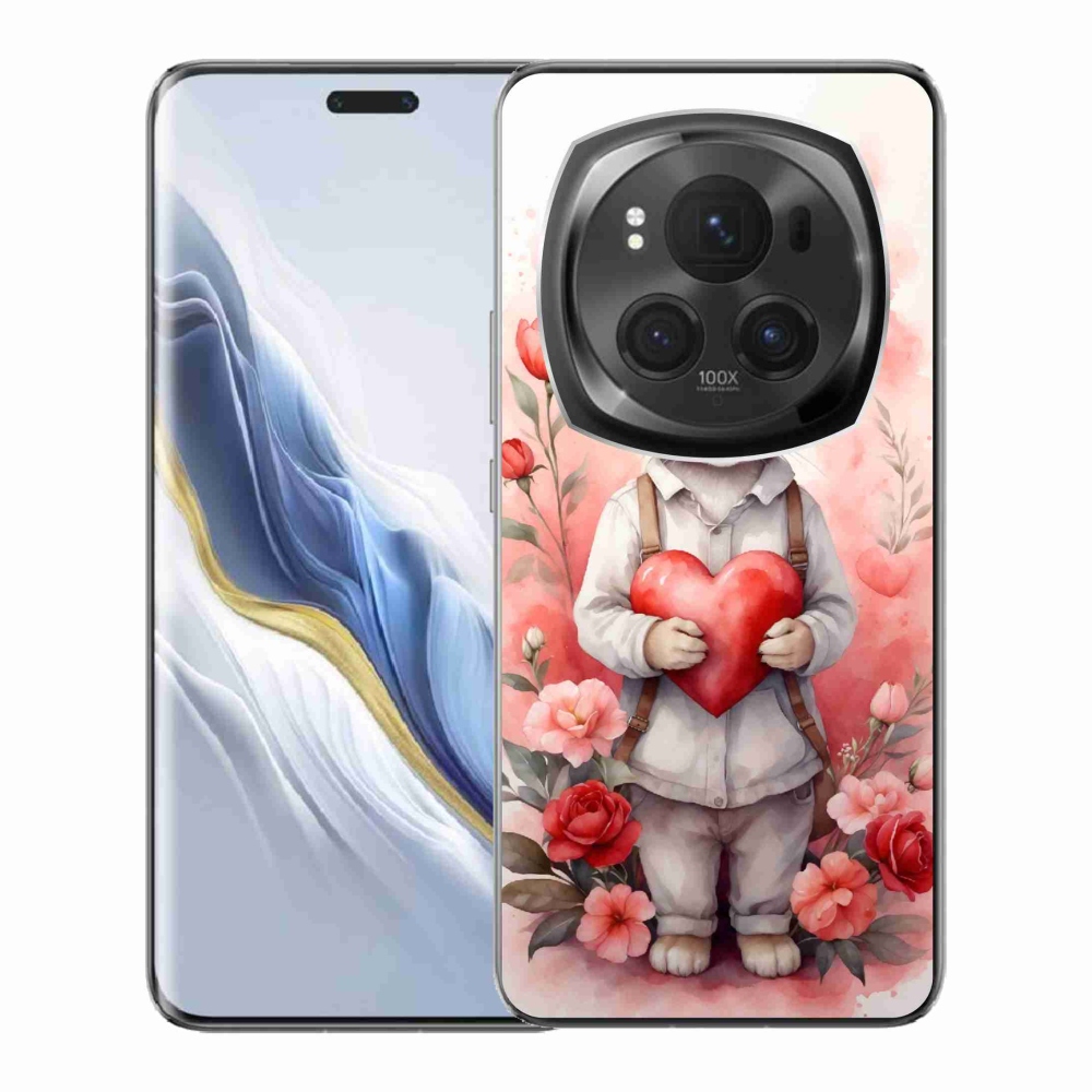 Zselés borítás mmCase a Honor Magic 6 Pro 5G számára - nyúl szívvel