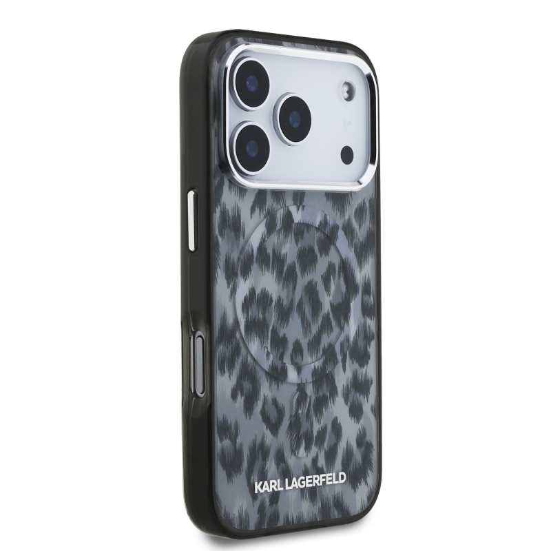 Karl Lagerfeld IML Leopard MagSafe hátlap iPhone 17 Próhoz, szürke