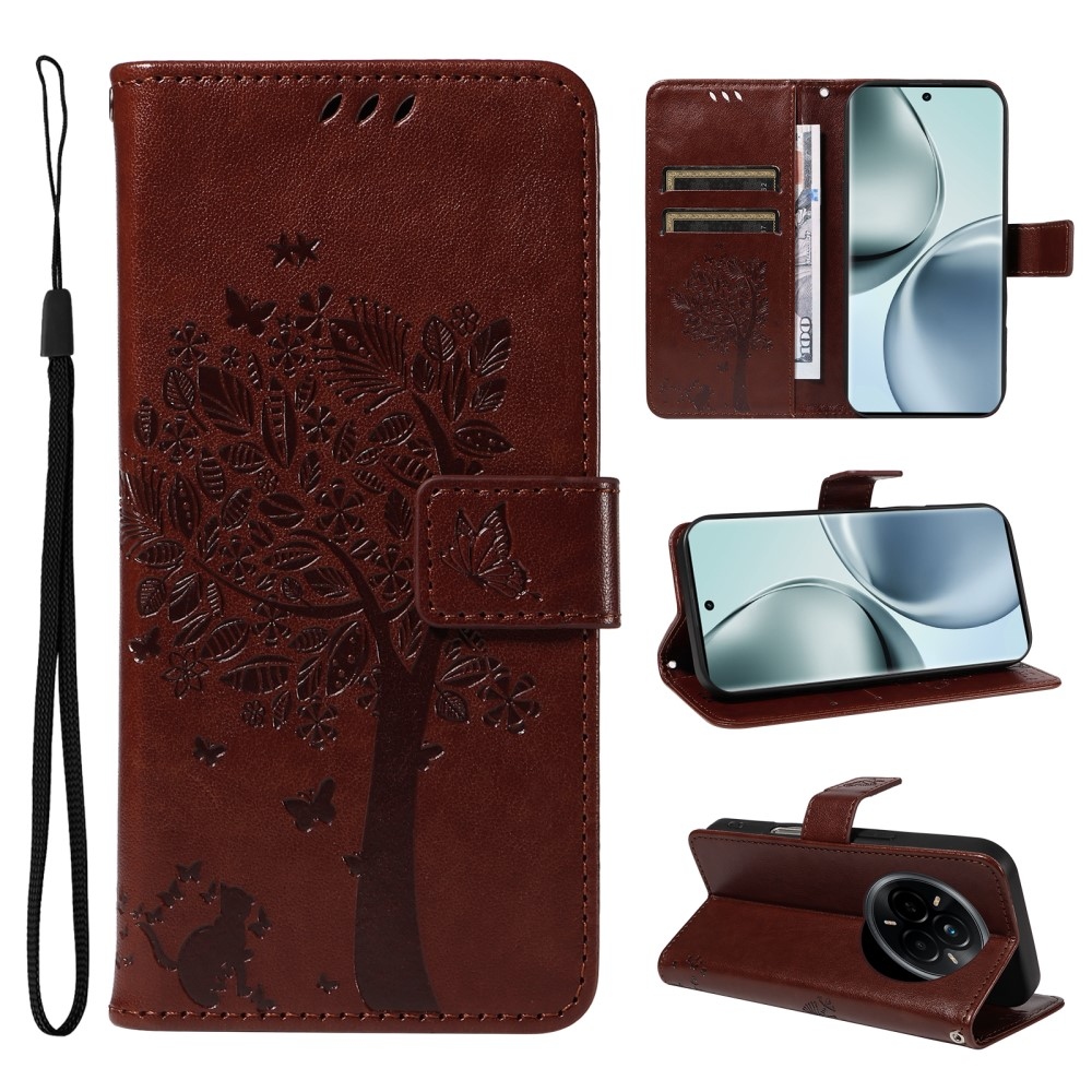 Fák könyvtáska a Realme 14 Pro 5G-hez - barna színben