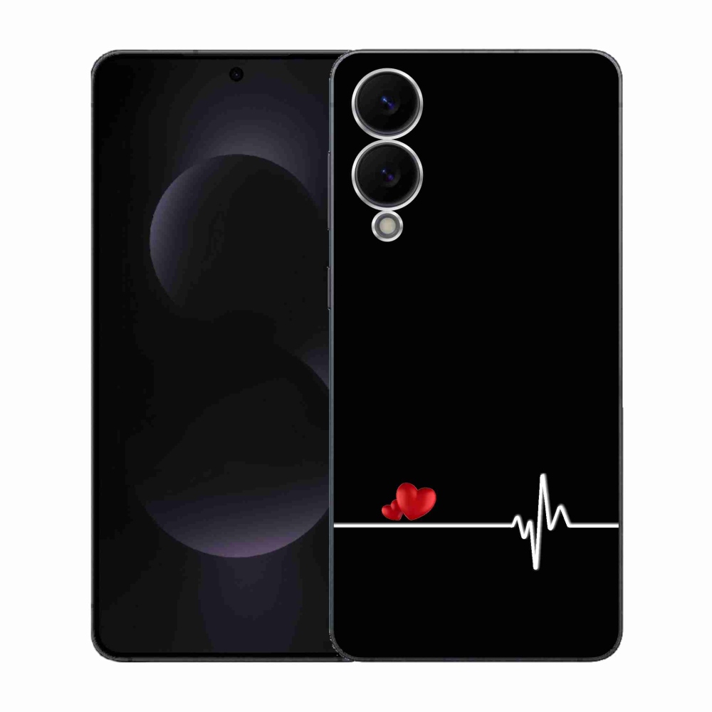 Gél borító mmCase Samsung Galaxy S25 Edge készülékhez - szív és szívverés fekete háttérrel