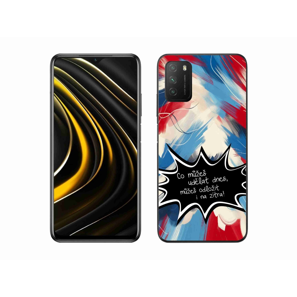 Gél borító mmCase a Xiaomi Poco M3-hoz - vicces szöveg 9 fekete háttér