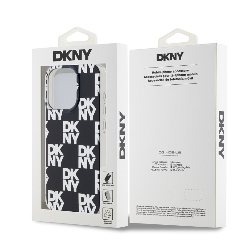 DKNY PC/TPU kockás mintás hátsó borító iPhone 14 Pro Max készülékhez Fekete