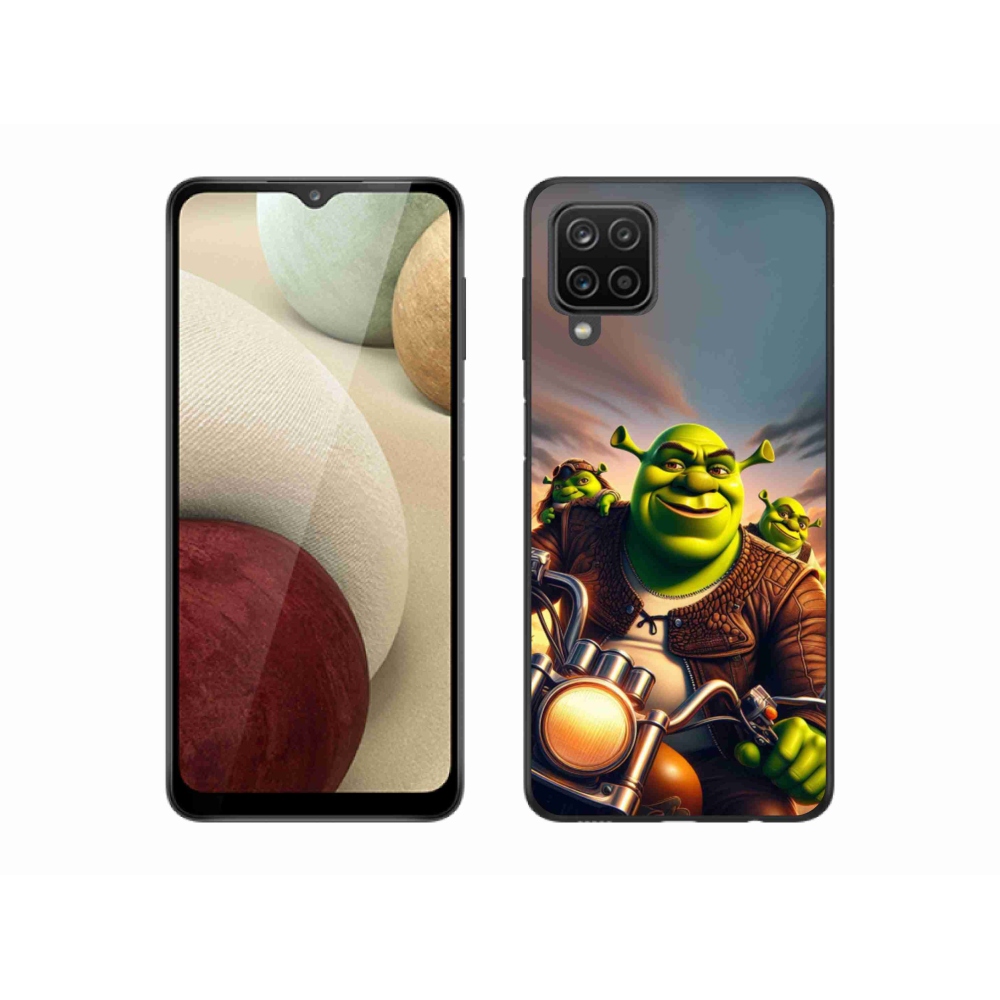 Zselés borítás mmCase Samsung Galaxy M12 készülékhez - Shrek egy motorkerékpáron
