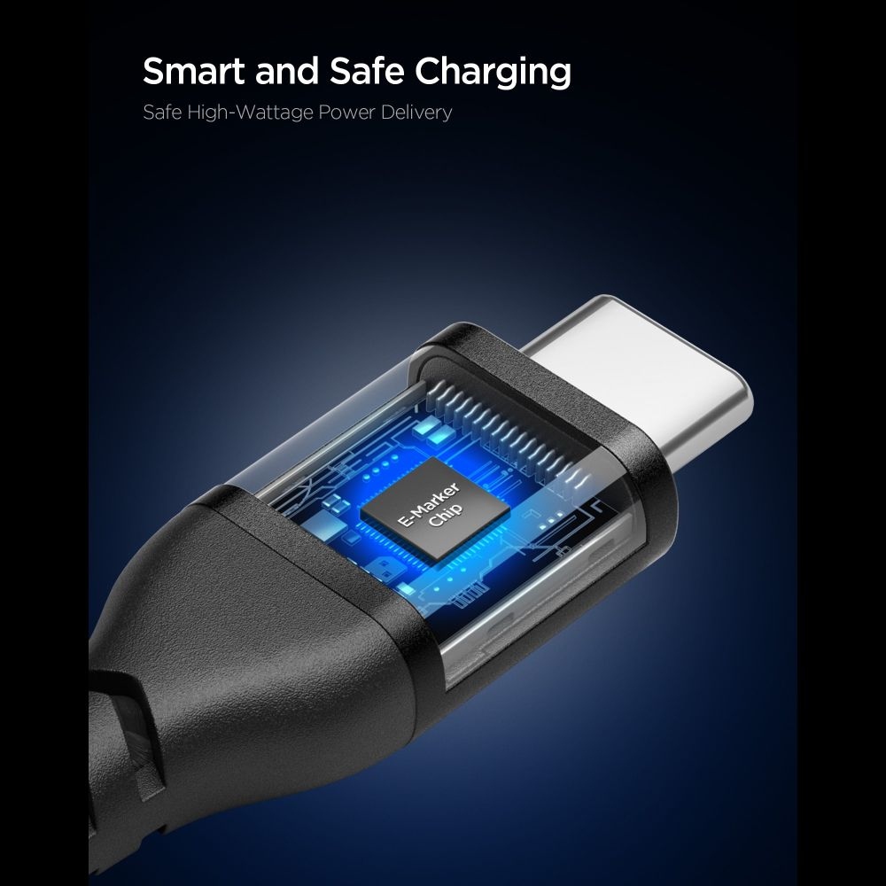 Spigen EB10010CCA USB-C/USB-C 100W adatkábel 1m - fekete