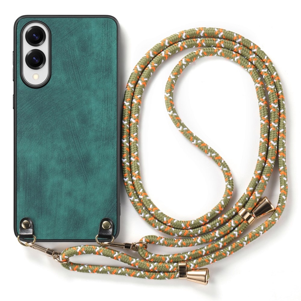 Retro zselés tok zsinórral és műbőrrel Samsung Galaxy S25 Edge készülékhez - zöld