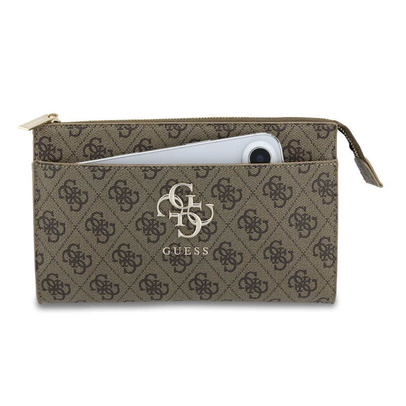 Guess PU 4G fém logós telefon táska barna