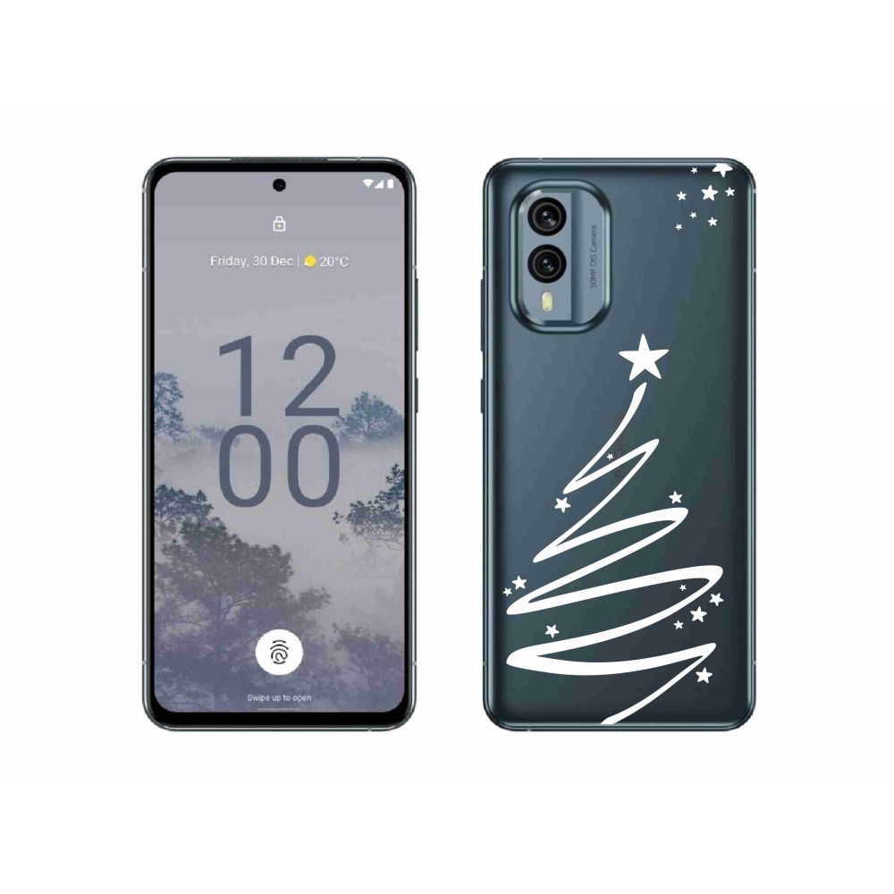 Zselés borító mmCase a Nokia X30 5G készülékhez - fehér fa átlátszó háttéren