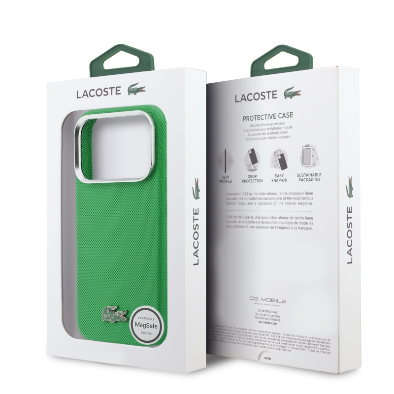 Lacoste Iconic Petit Pique fém logós MagSafe hátlap iPhone 17 Próhoz, zöld