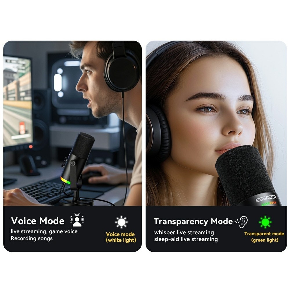 Essager asztali mikrofon XLR USB-C 3,5 mm-es csatlakozóval és DSP zajcsökkentéssel