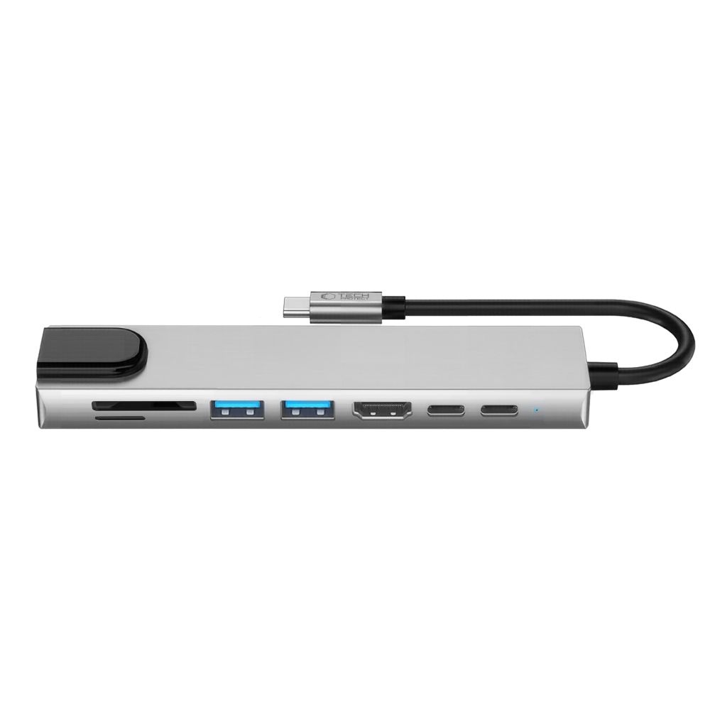 Tech-Protect HB09 USB-C adapter 8 az 1-ben HDMI, USB, RJ45 és kártyaolvasóval