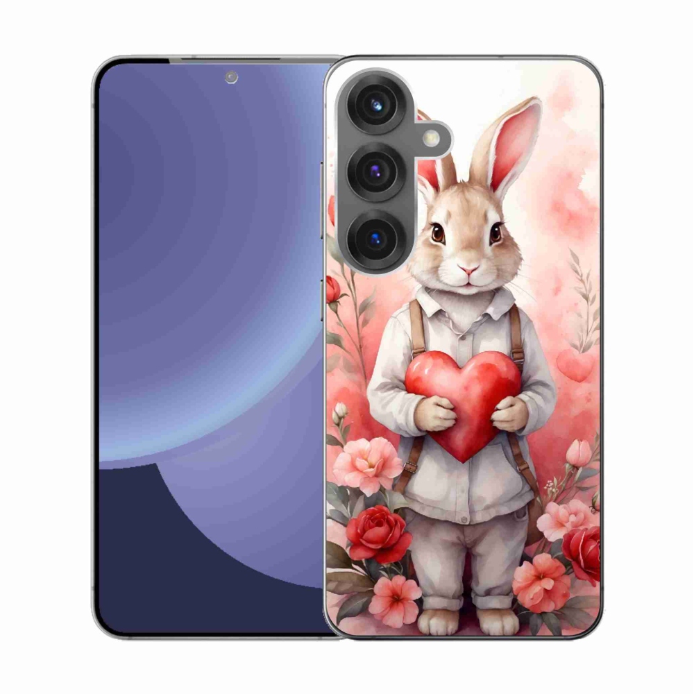 Gél borítás mmCase Samsung Galaxy S25 készülékhez - nyúl szívvel