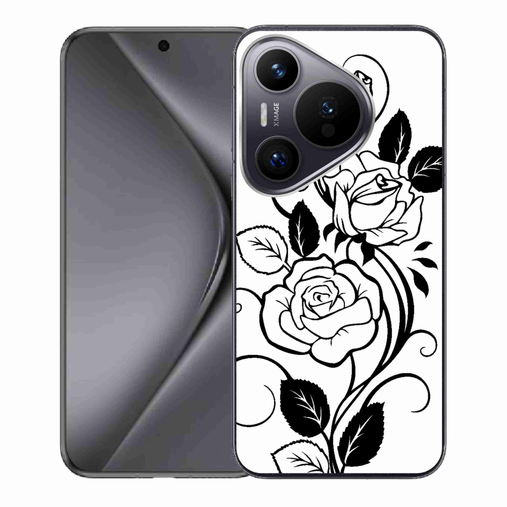 Zselés borítás mmCase a Huawei Pura 70 készülékhez - fekete és fehér rózsa