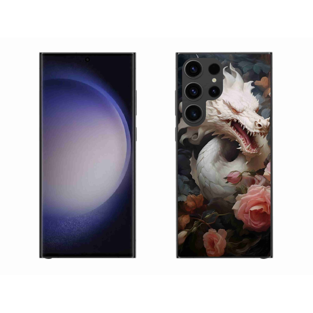 Zselés borítás mmCase Samsung Galaxy S23 Ultra 5G - fehér sárkányhoz