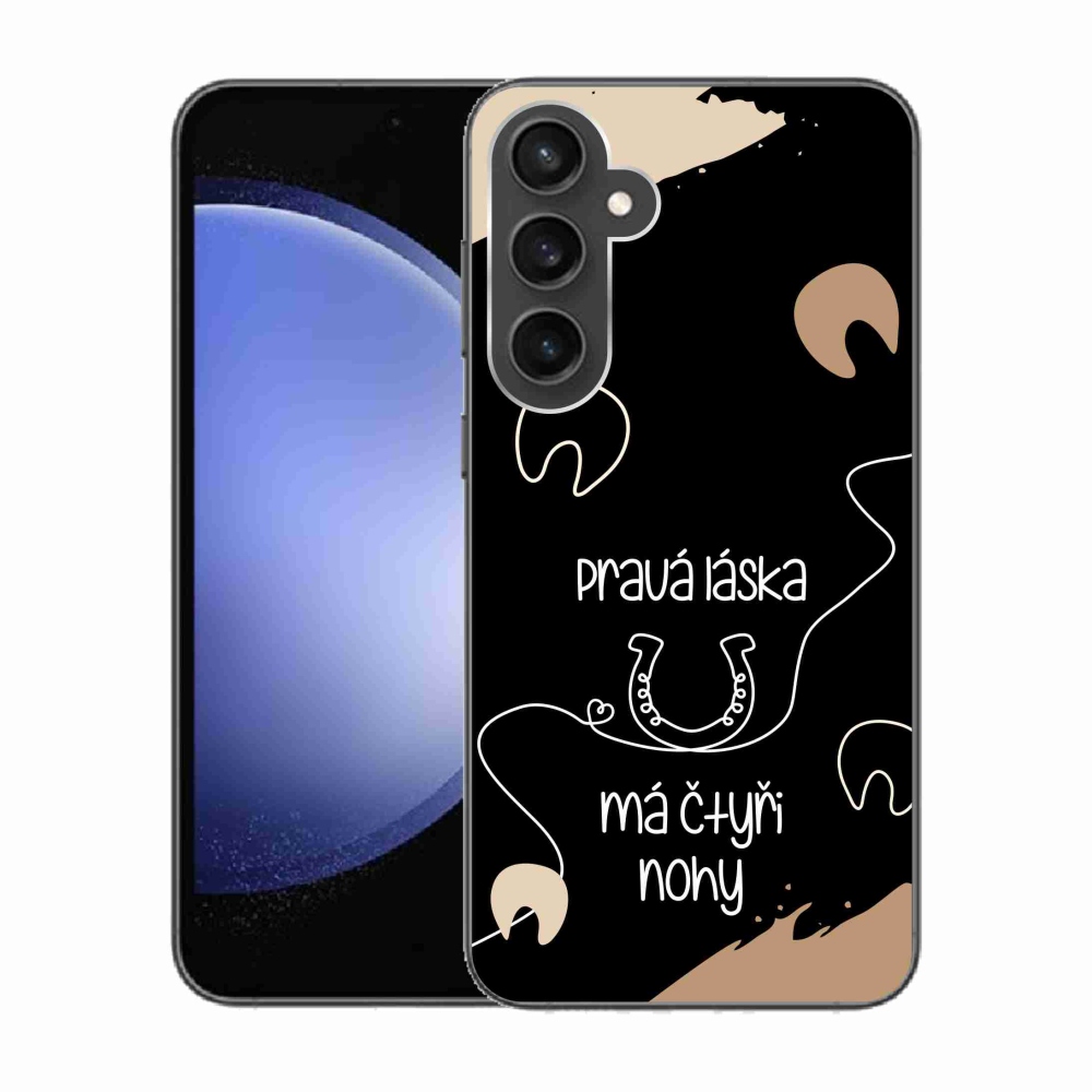 Gél borítás mmCase Samsung Galaxy S23 FE - ló motívum fekete háttérrel