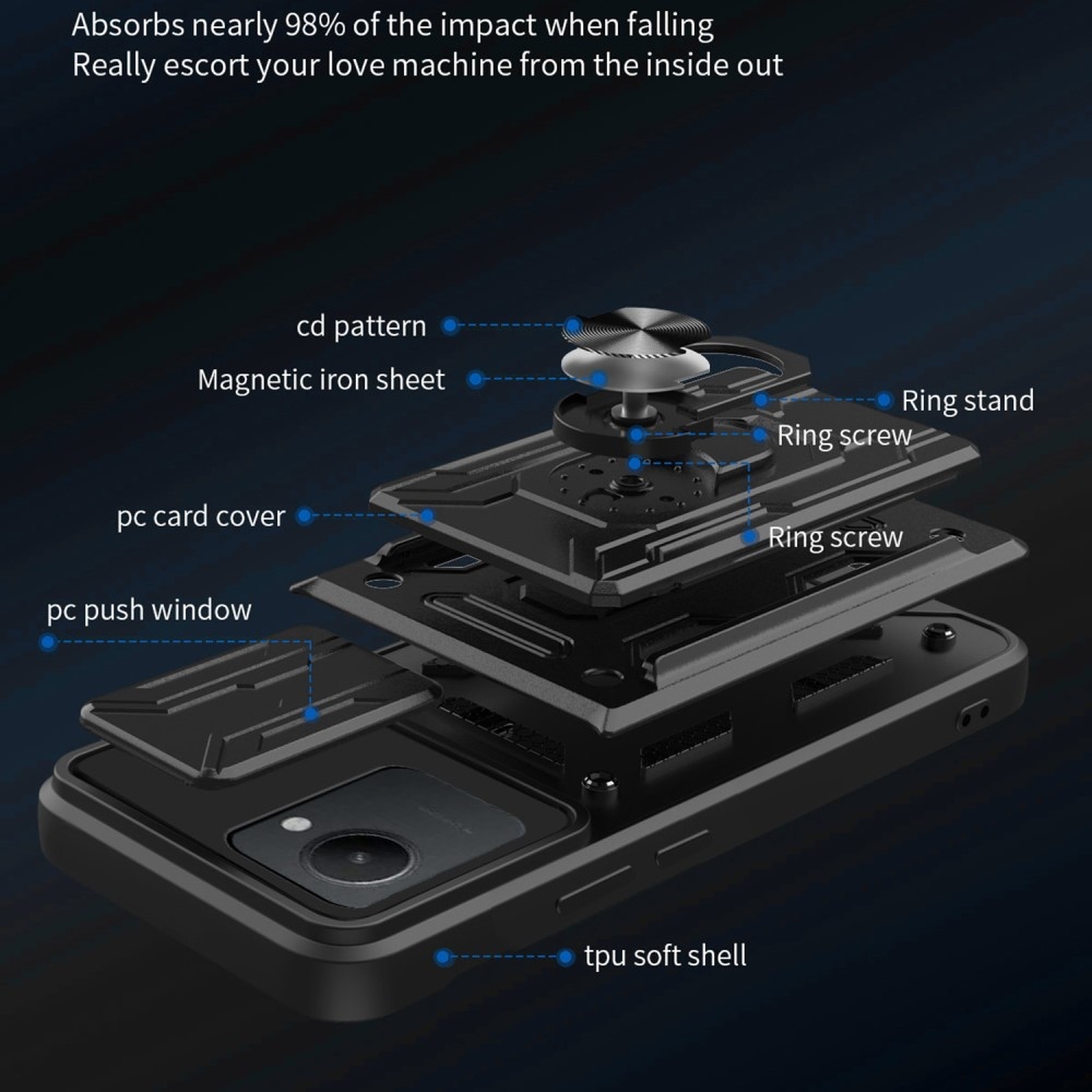 Csúszásálló hibrid borítás a Realme C30 készülékhez - fekete