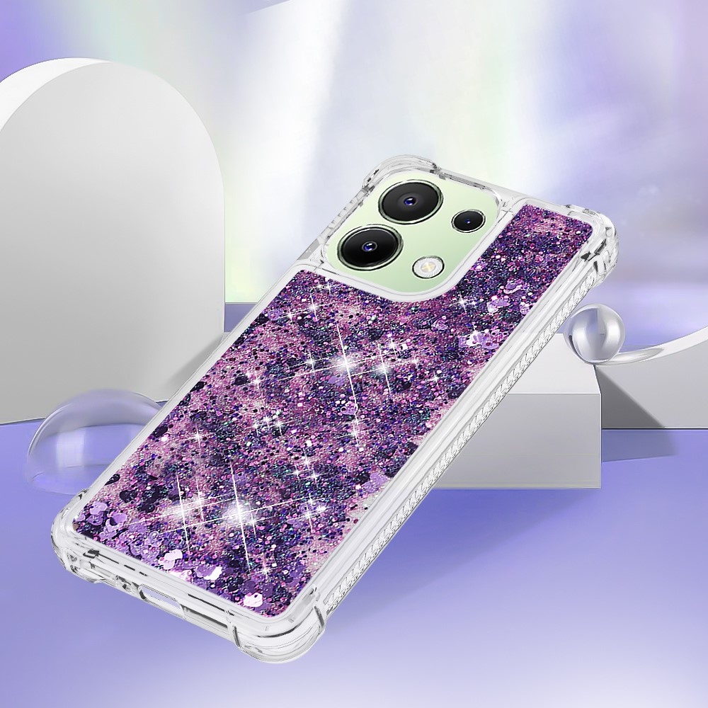 Glitter zselés homokóra tok Xiaomi Redmi Note 13-hoz - sötét lila/szív