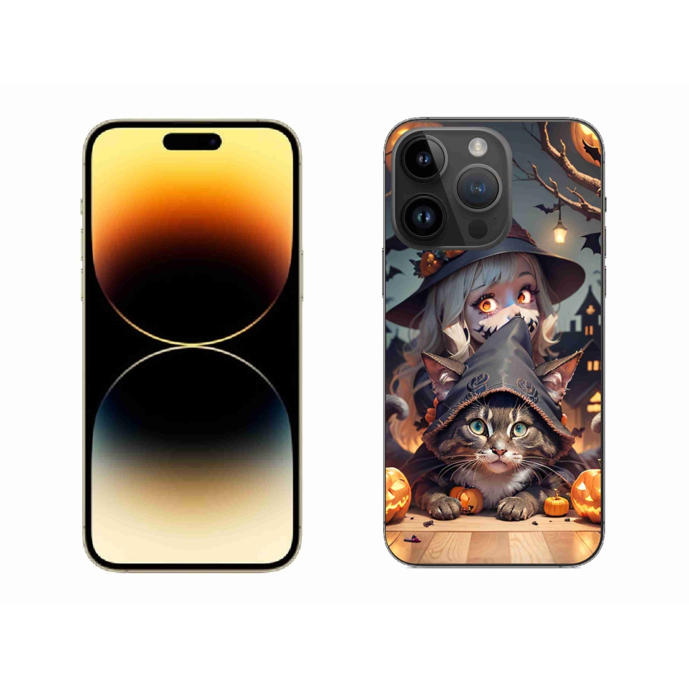 Gél borítás mmCase iPhone 14 Pro Max készülékhez - boszorkány macskával
