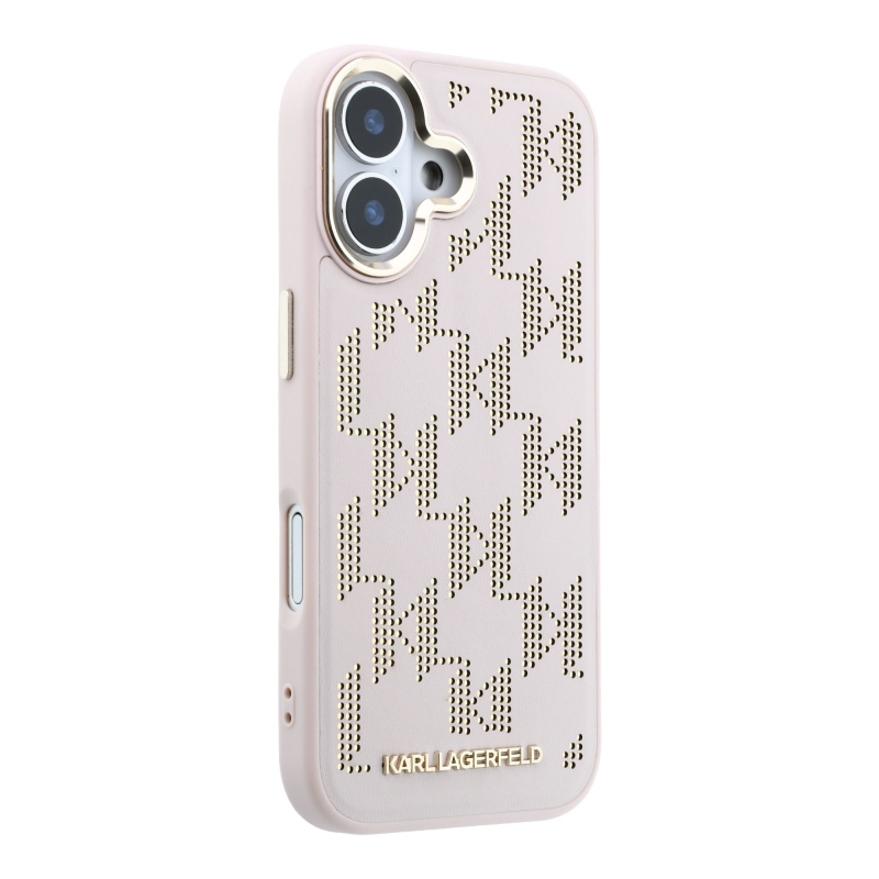 Karl Lagerfeld PU perforált Monogram MagSafe hátsó tok iPhone 17-hez, rózsaszín